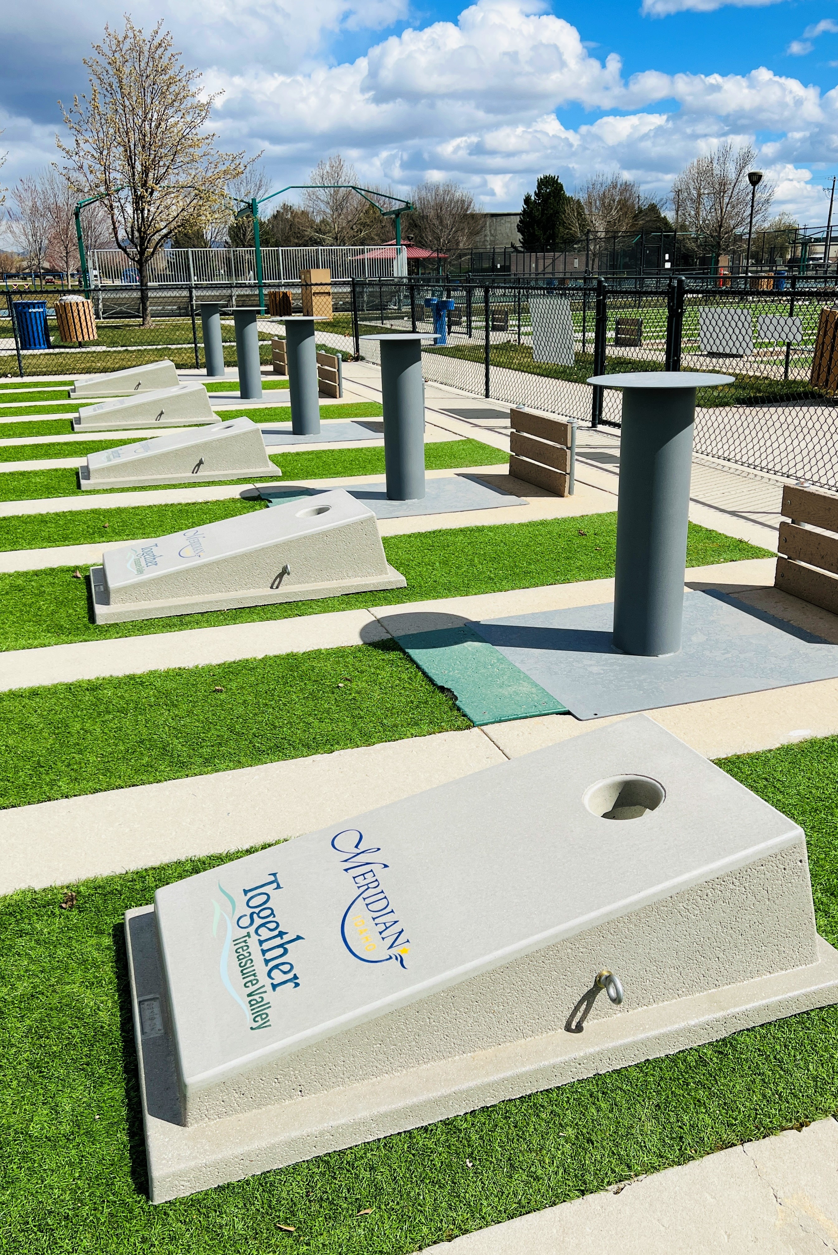 Cornhole boards at park